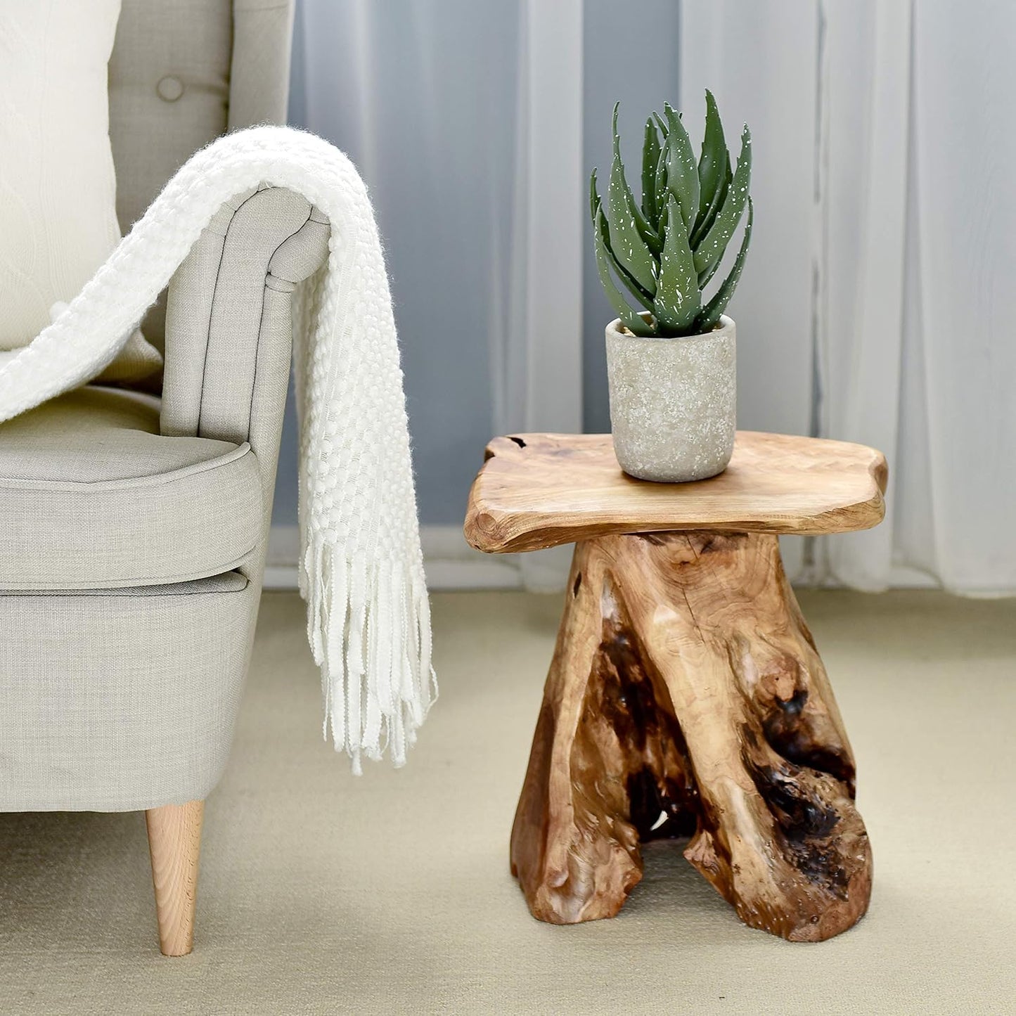 🌙✨ Rustic Mushroom Nightstand 🍄🌿 | Cozy Natural Wood Accent 🌟